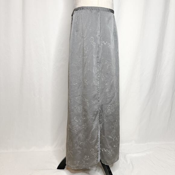 Venezia Vintage 90s Floral Maxi Skirt Gray A Line Women's 16 Dark Academia - Picture 7 of 8